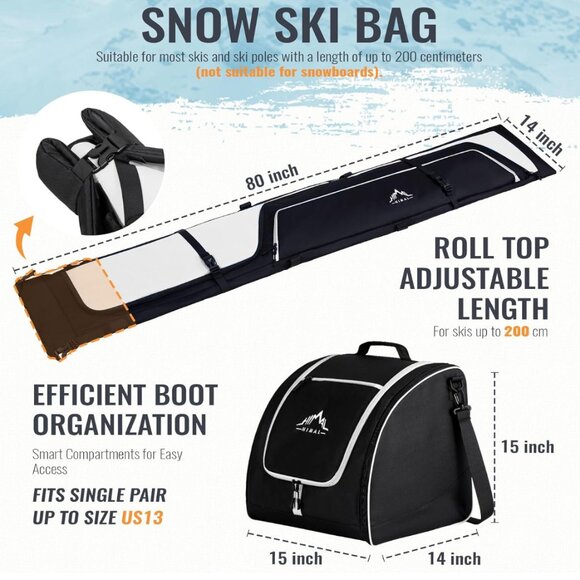 Ski & Boot Bag Set - Black & White main image 4